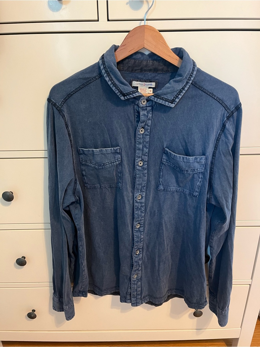 Carbon2Cobalt washed denim-look shirt